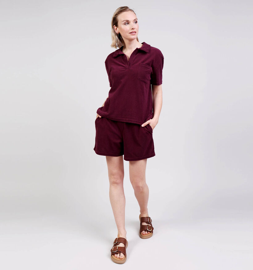 JDY Terry Collar Bordeaux Polo T-shirt voor dames (374846)