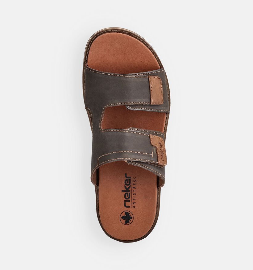 Rieker Nu-pieds en Brun fonc&eacute; pour hommes (370502)