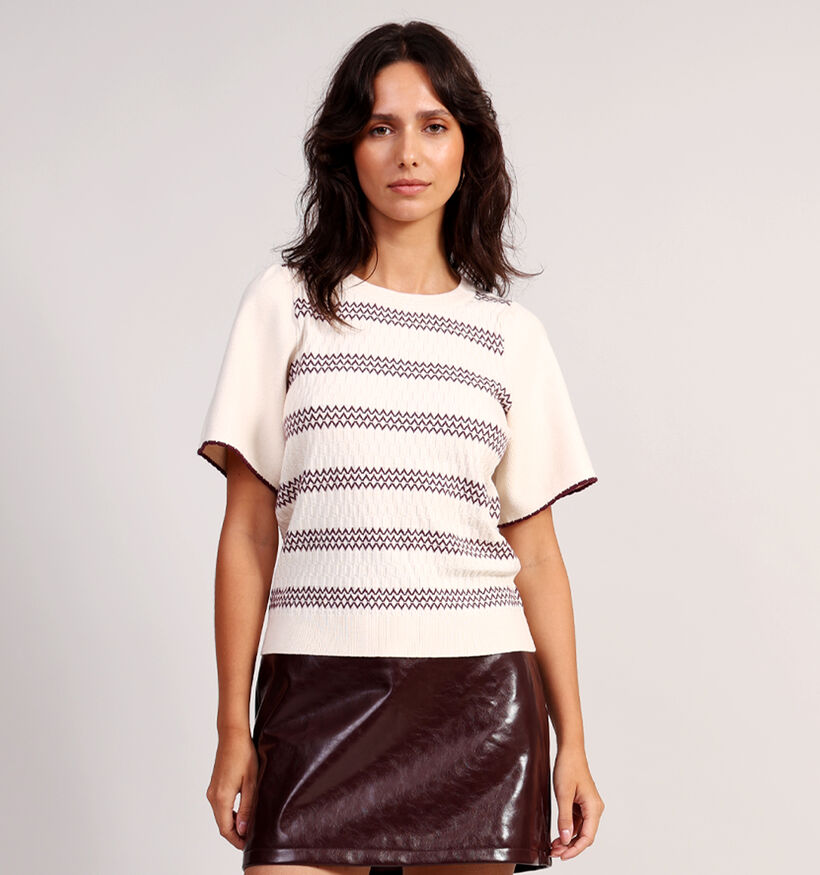 Vila Riam Ecru Pull met Korte Mouwen voor dames (364074)