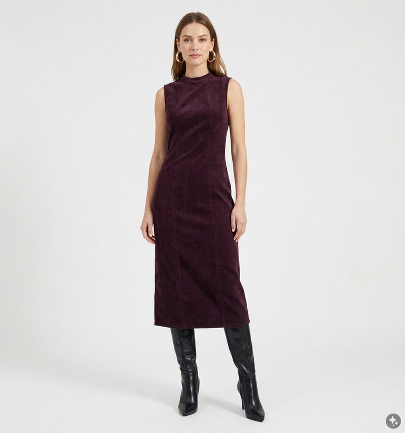 Vila Ribe Midi Robe mi-longue en Bordeaux pour femmes (389909)