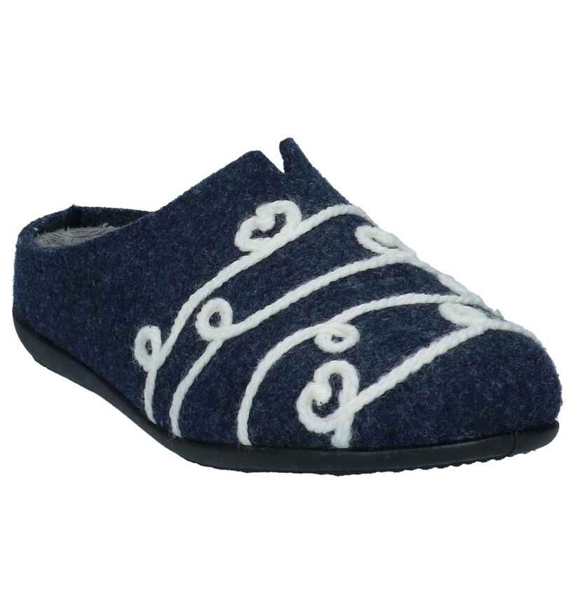 Donkerblauwe Pantoffels Via Limone in stof (223804)