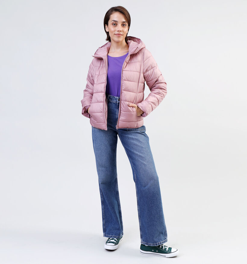 Pieces Birdie Manteau puffer en Rose pour femmes (332854)