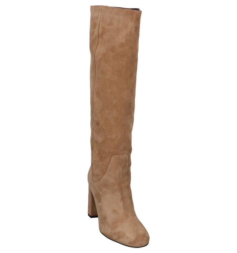 March23 Livorno Beige Lange Laarzen in daim (283275)
