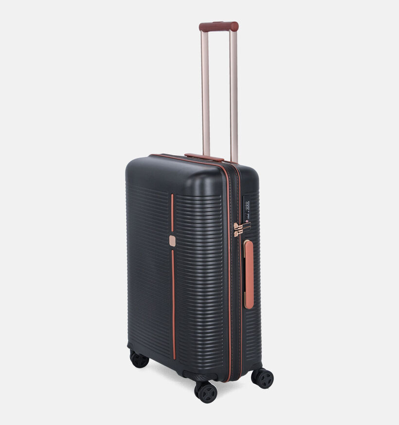 Origin Zwarte/Cognac Medium Reiskoffer voor dames (376173)