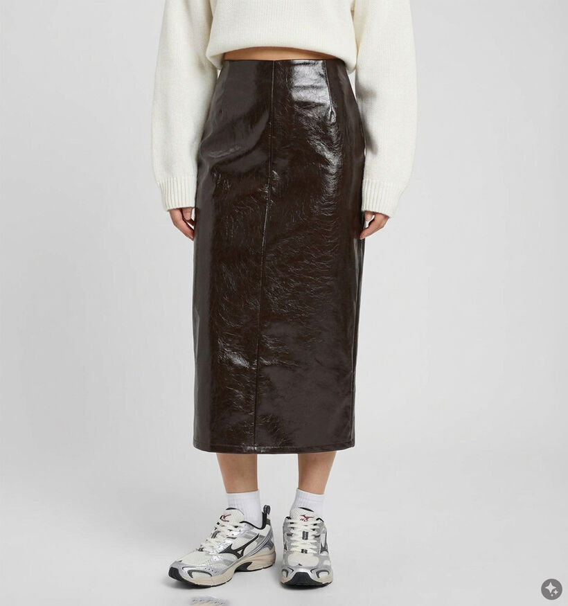 Vila Shinny Coated Donkerbruine Midi-Rok voor dames (382031)