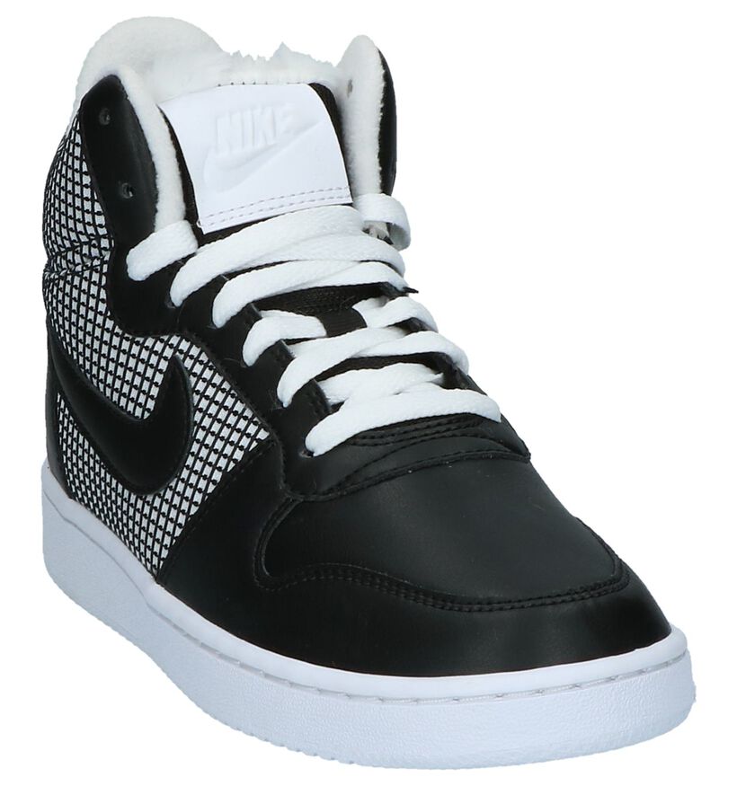 Hoge Sneakers Nike Court Borough Zwart met Wit in stof (205601)