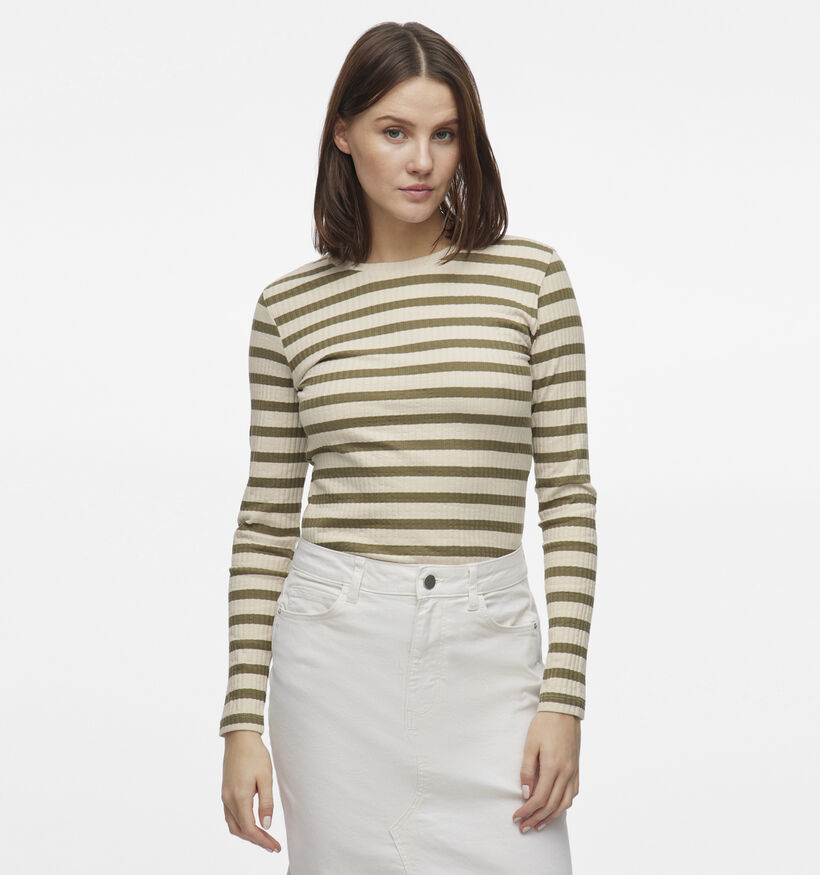 Vila Amelie T-shirt à rayé en Vert Khaki pour femmes (351799)