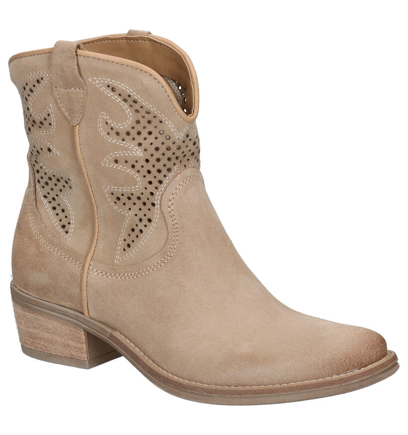 Via Limone Beige Western Boots in nubuck (290064)