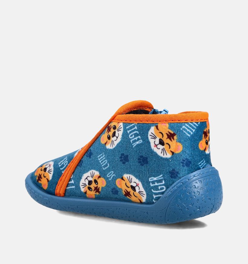 Milo & Mila Tiger Pantoufles en Bleu pour filles, garçons (364924) - pour semelles orthopédiques
