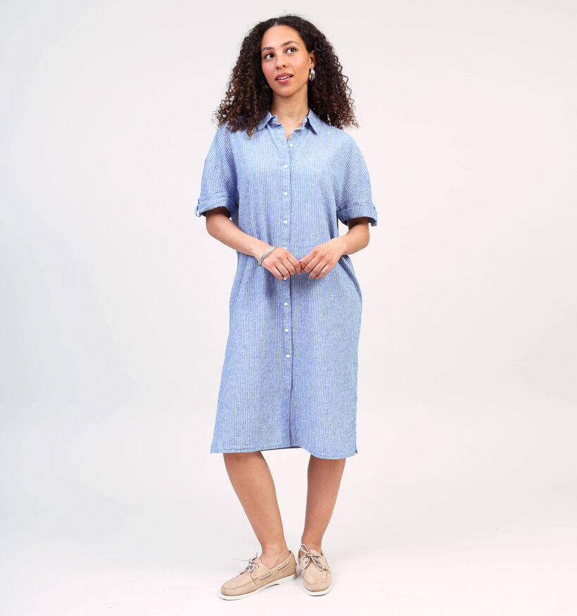 JDY Mila Robe mi-longue en lin en Bleu pour femmes (357372)