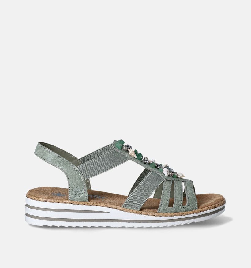 Rieker Sandales talon compensé en Vert pour femmes (354967)