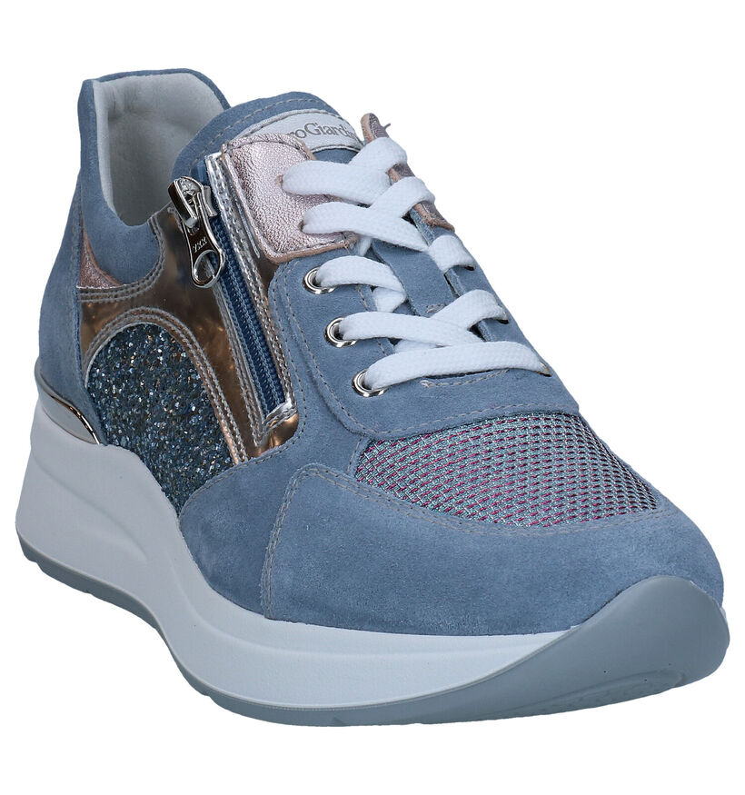 NeroGiardini Blauwe Veterschoenen in daim (290039)