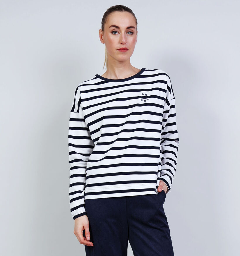 Elbsand Elva Donkerblauwe/Witte Gestreepte T-shirt voor dames (374227)