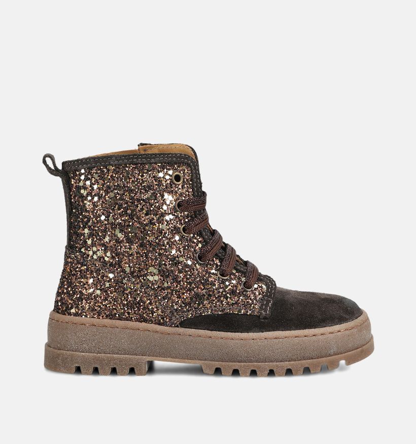 STONES and BONES Blesa Boots &agrave; lacets en Brun fonc&eacute; pour filles (378226) - pour semelles orthop&eacute;diques