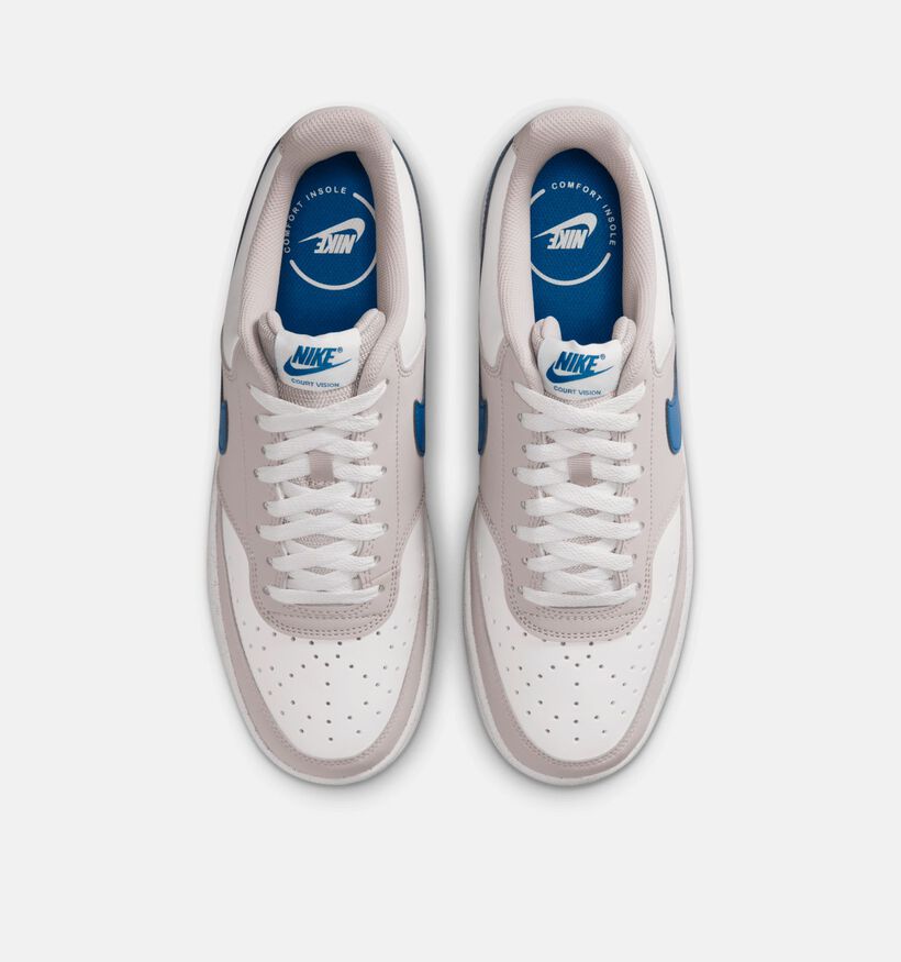 Nike Court Vision Low Next Nature Baskets en Blanc/Beige pour hommes (369287) - pour semelles orthop&eacute;diques