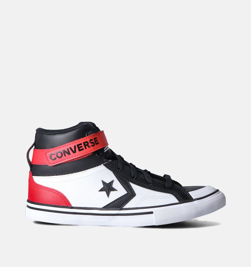 Converse Pro Blaze Strap Leather Easy-On Witte/Zwarte Sneakers voor jongens, meisjes (357654) - geschikt voor steunzolen
