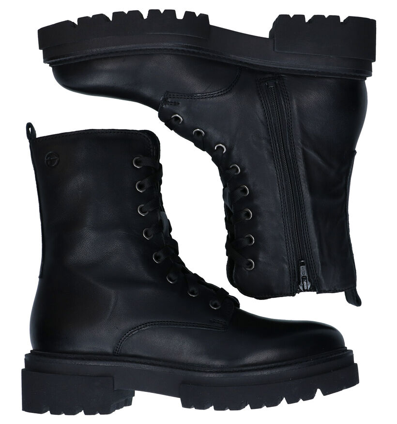 Tamaris Boots à lacets en Noir en cuir (290908)