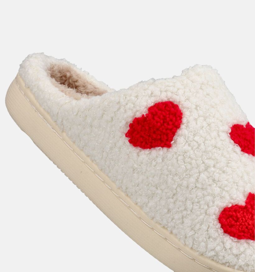 Torfs Home Teddy Pantoufles en &Eacute;cru/Rouge pour filles, femmes (349415)