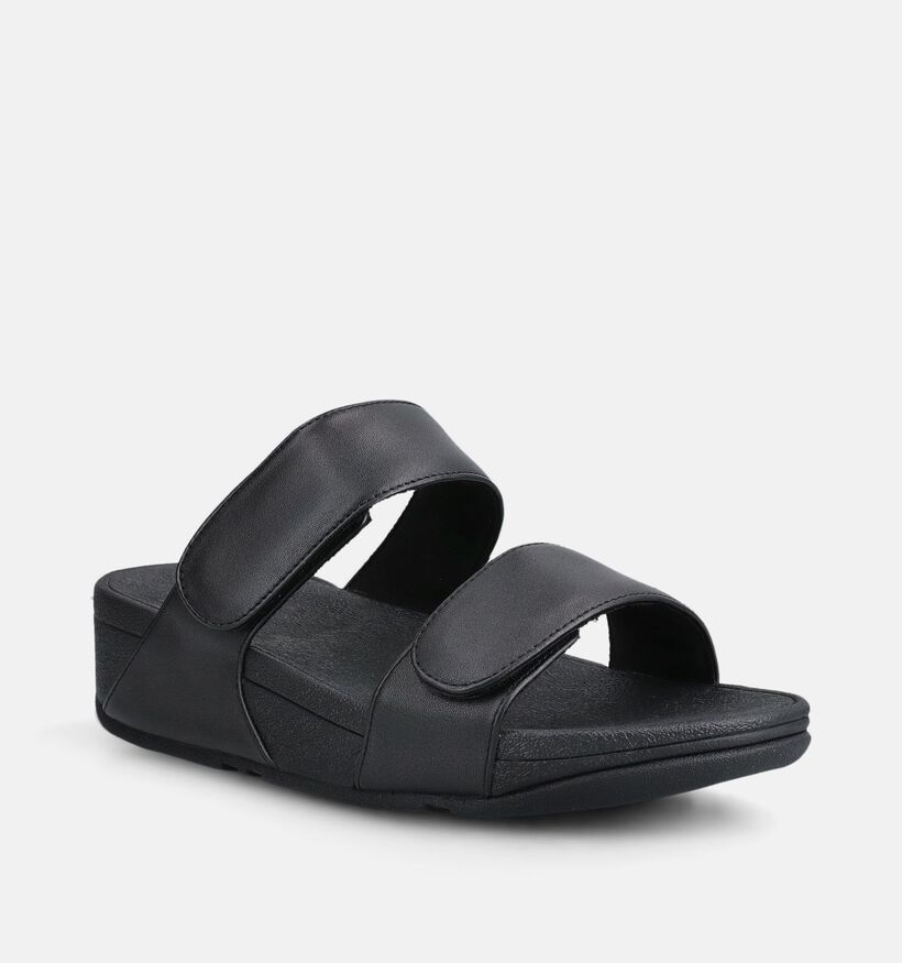 FitFlop Lulu Leather Slides Zwarte Slippers voor dames (368659)