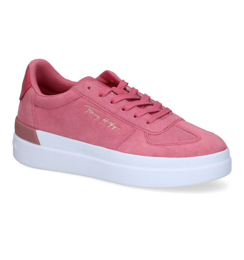 Tommy Hilfiger TH Signature Roze Sneakers in daim (310690)