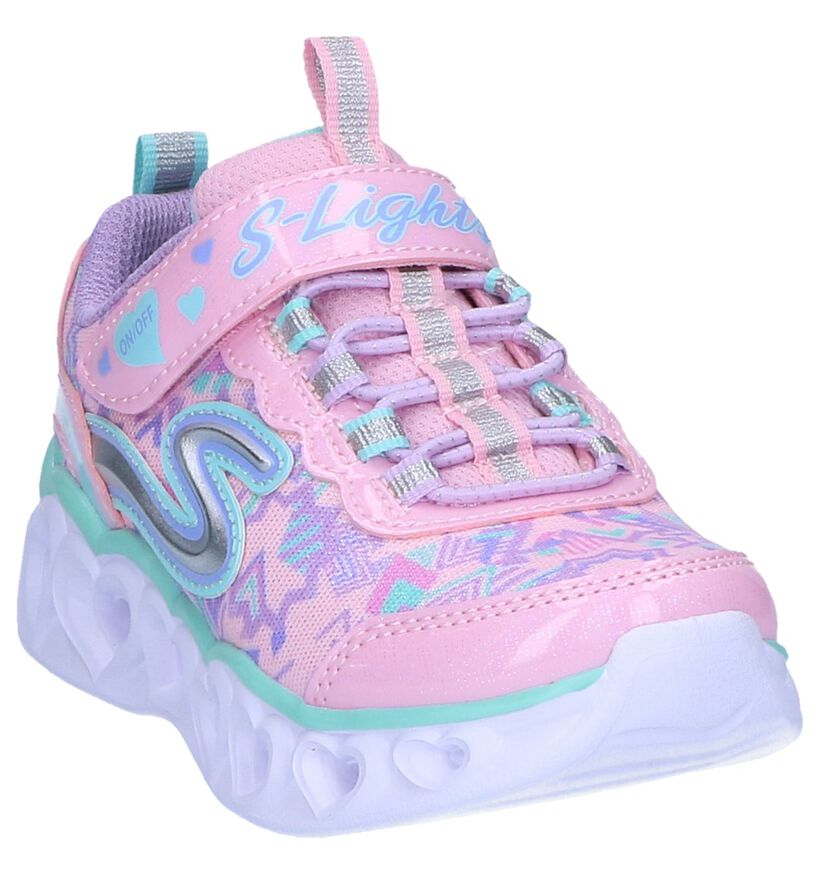 Skechers Heart Lights Zwarte Sneakers in stof (265173)