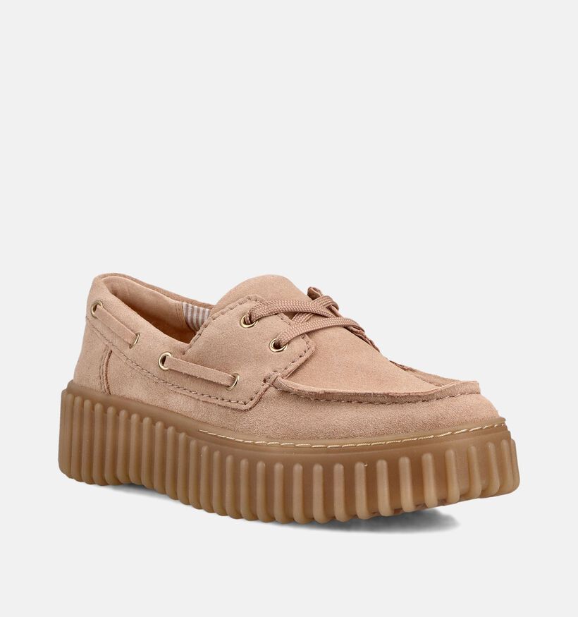 Clarks Torhill Boat Chaussures bateau en Beige Fonc&eacute; pour femmes (370559) - pour semelles orthop&eacute;diques