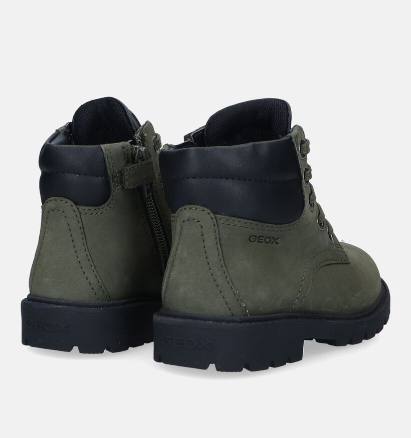 Geox Shaylax Groene Veterboots voor jongens (330072) - geschikt voor steunzolen