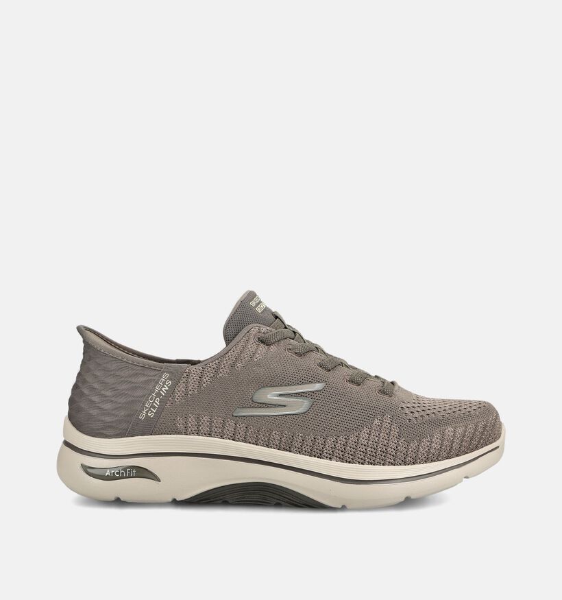 Skechers Go Walk Arch Fit Baskets en Taupe pour hommes (376906) - pour semelles orthop&eacute;diques