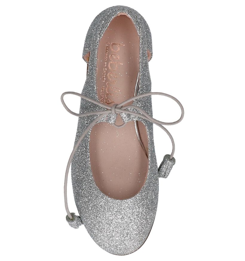 Zilveren Glitter Ballerina's Beberlis in stof (215986)