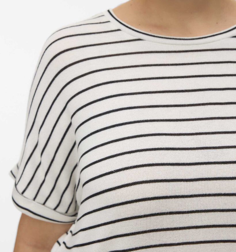 Vero Moda Curve Witte Gestreepte T-shirt voor dames (367775)