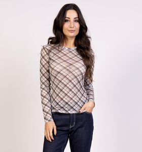 Vila Voletteis Tartan Beige T-shirt met Lange Mouwen voor dames (366149)