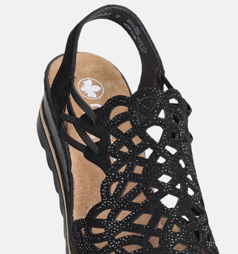 Rieker Zwarte Sandalen op Sleehak voor dames (370423)
