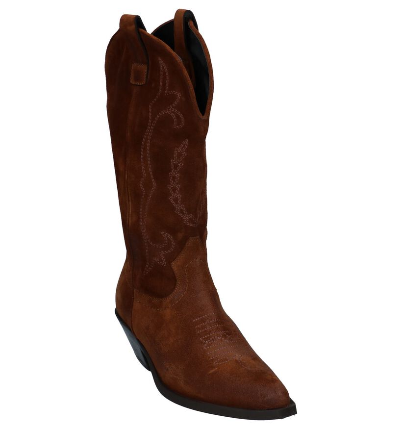 Cognac Cowboy Laarzen Via Limone in daim (250380)