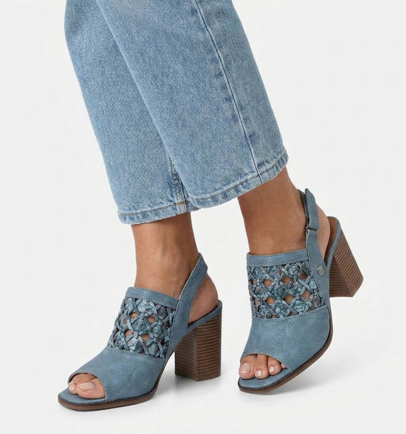 Mustang Sandales &agrave; talons en Bleu pour femmes (372134)