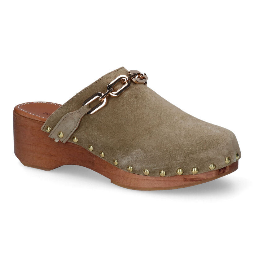 Pedro Miralles Kaki Clogs in daim (308405)