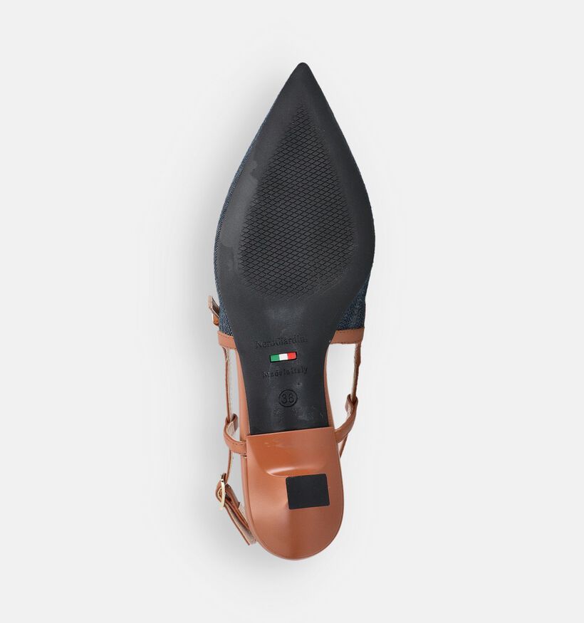 NeroGiardini Blauwe/Cognac Slingback Pumps Jeans voor dames (369092)