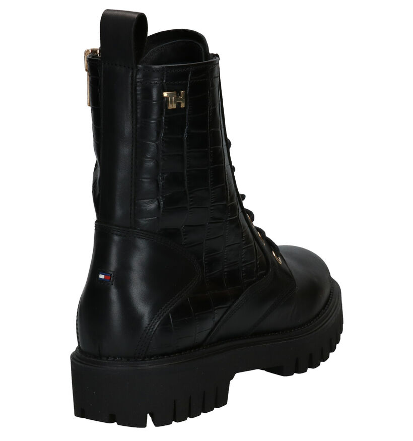 Tommy Hilfiger Croco Look Bottines en Noir en cuir (279988)