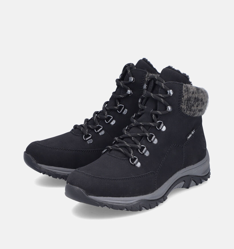 Rieker Zwarte Hoge Wandelschoenen met RiekerTEX voor dames (379949) - geschikt voor steunzolen