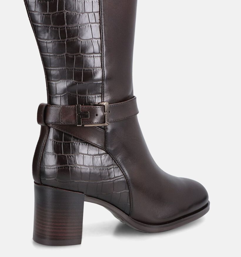 Tamaris Croco Donkerbruine Lange Laarzen voor dames (378954)