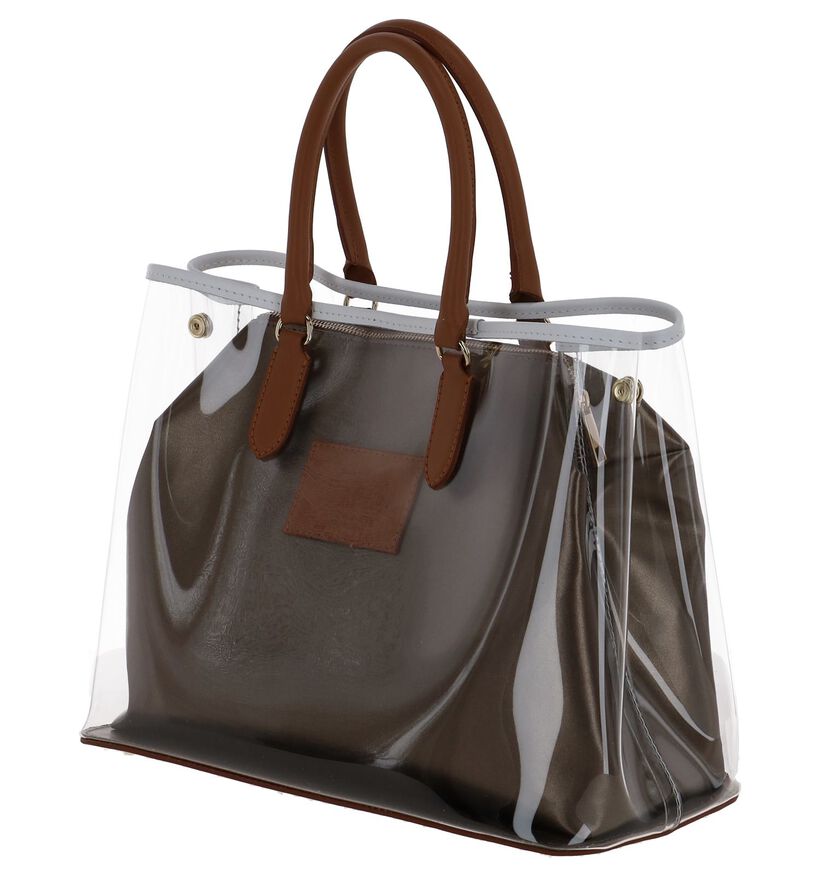 Bronzen Handtas My Best Bag met Zalmroze Handvatten in leer (241441)