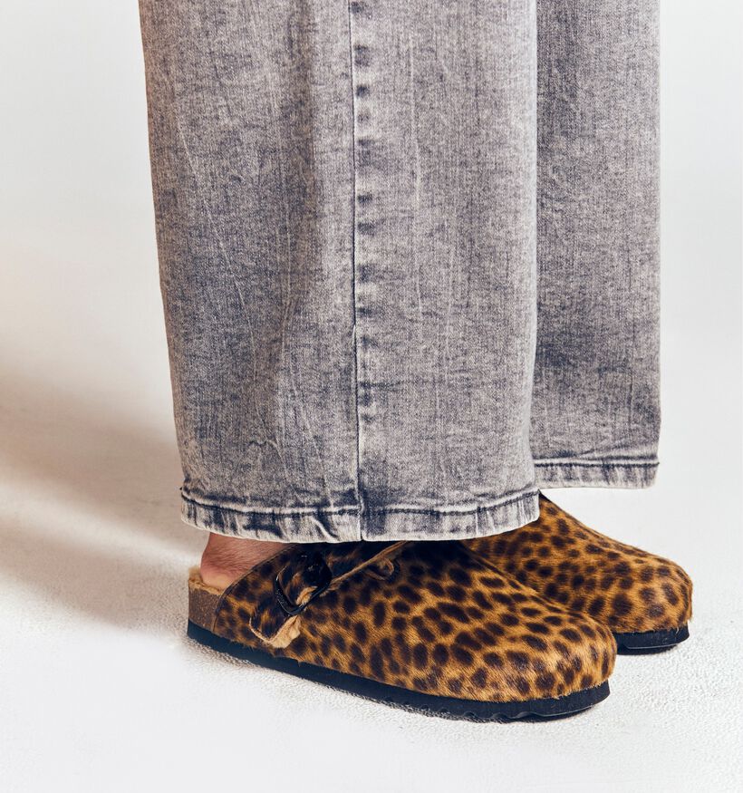 Scholl Bruine/Leopard Gesloten Slippers voor dames (364555)