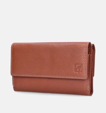 Label M Portemonnees Zwart/Cognac/Bruin