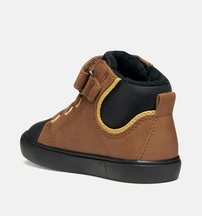 Geox Gisli Chaussures hautes en Cognac/Noir pour garçons (361922) - pour semelles orthopédiques