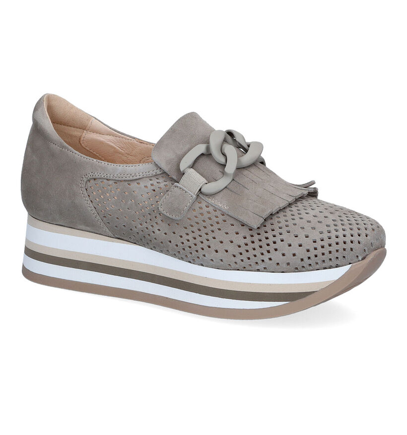 Softwaves Taupe Mocassins voor dames (308388) - geschikt voor steunzolen