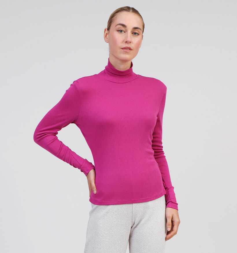 Vila Jolini T-shirt avec col roulé en Fuchsia pour femmes (349448)