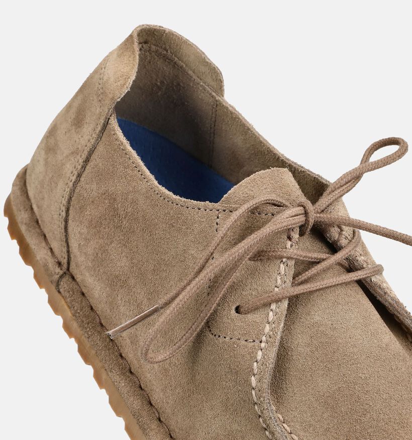 Birkenstock Utti Lace Suede Mocassins en Taupe pour hommes (377033) - pour semelles orthop&eacute;diques