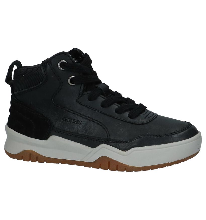 Zwarte Hoge Sneakers met Rits/Veter Geox in leer (223167)