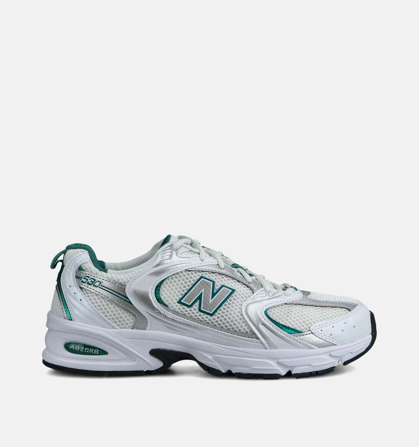 New Balance 530 Baskets en Blanc/Vert pour hommes (367321) - pour semelles orthopédiques