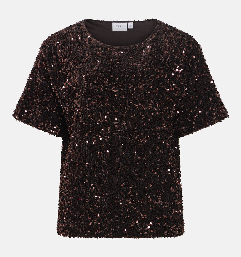 Vila Faith Sequins Donkerbruine Blouse voor dames (382034)