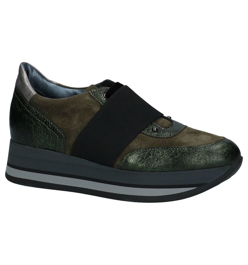 Tine's Baskets basses en Vert kaki en daim (233954)